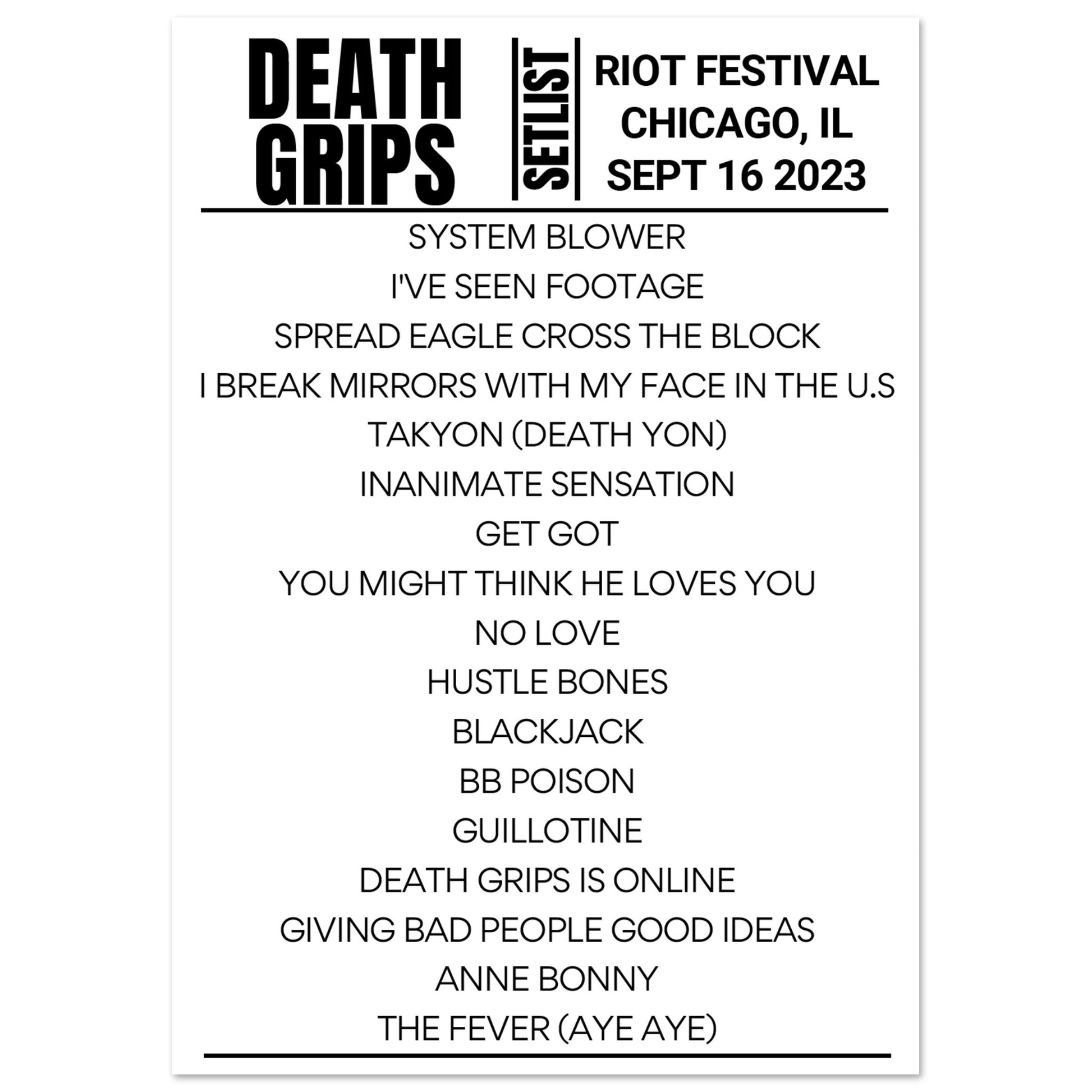 death grips tour setlist